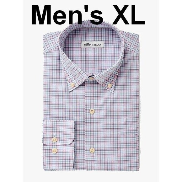 Peter Millar XL Crown Clarence Cotton Blend Sport Shirt Button Up EUC - Picture 1 of 4